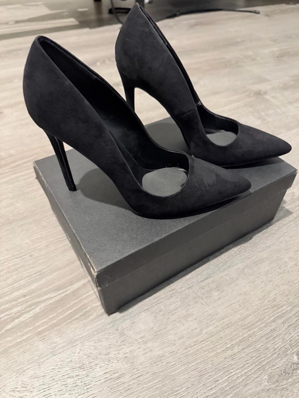 Nasty Gal Black Suede Pointed-Toe Stiletto Heels